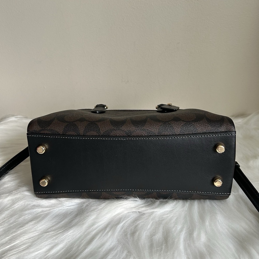 Coach Mini Darcie Carryall Brown Black Signature Canvas Leather Excellent - Picture 3 of 15